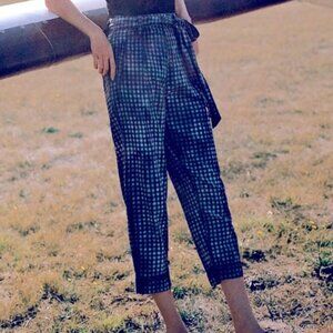 Maeve Anthropologie Avryl Blue Bleach Plaid Side Zip Pants Size 4